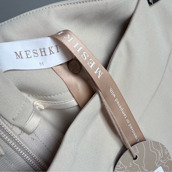 NWT MESHKI Katarina Wide Leg Suiting Pants Sand Size M High Rise Pleated - Picture 11 of 16